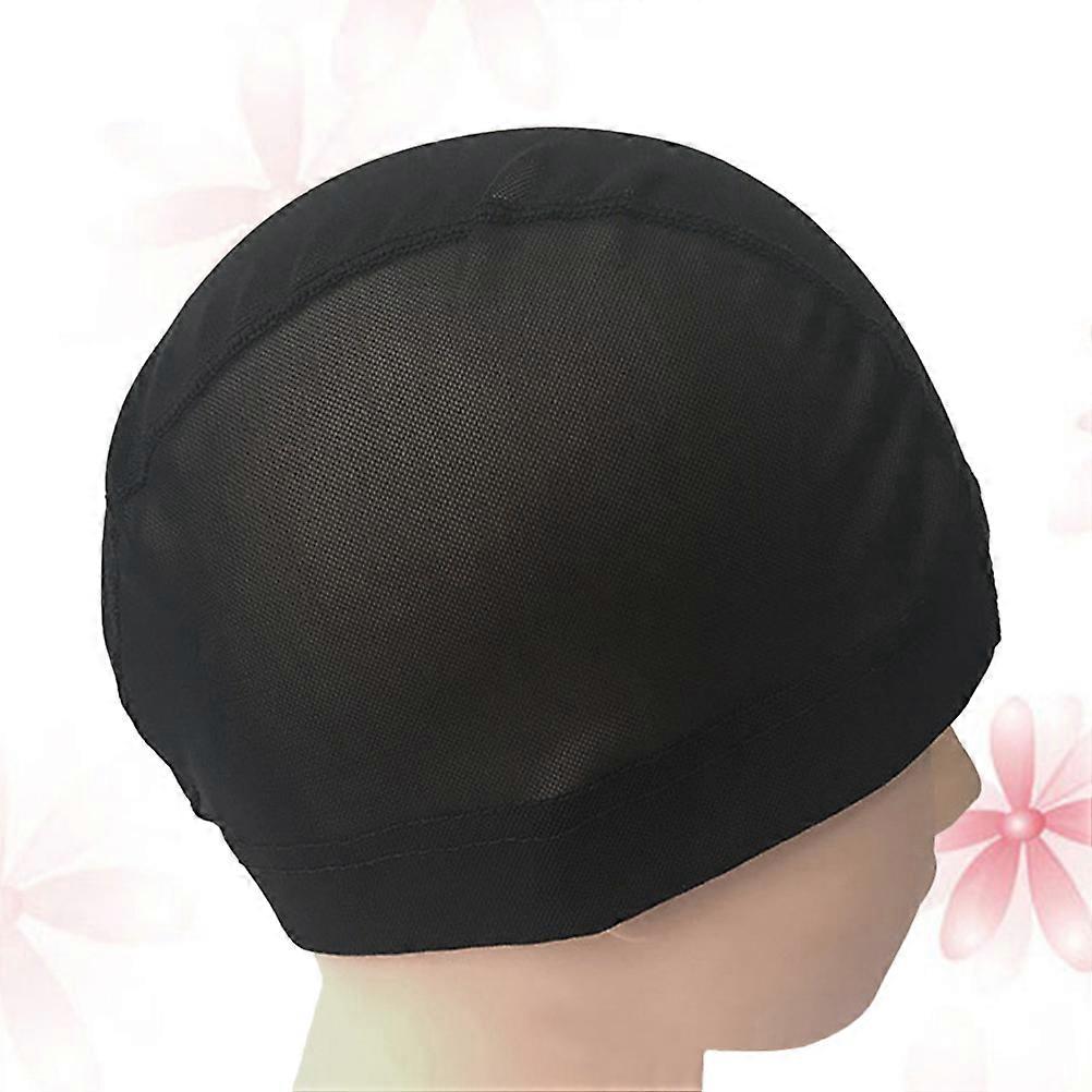 Crochet Wigcap Easy to Use Stretchy Fabric Wig Cap for Wig Making Unisex Black 2Pcs