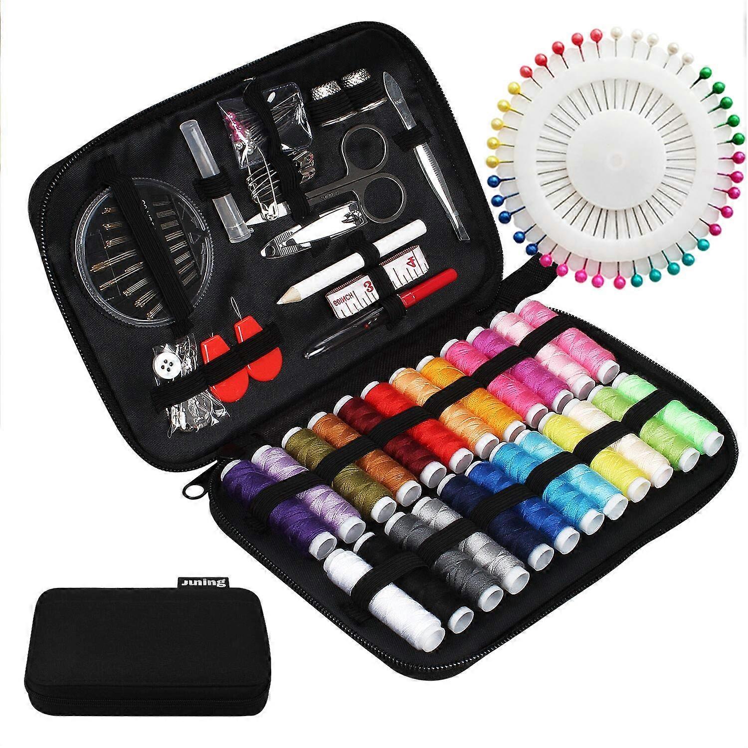 Sewing Kit with 130 Accessories and 24 Thread Bobbins, Large 100m Travel Set for Beginners and Home Use