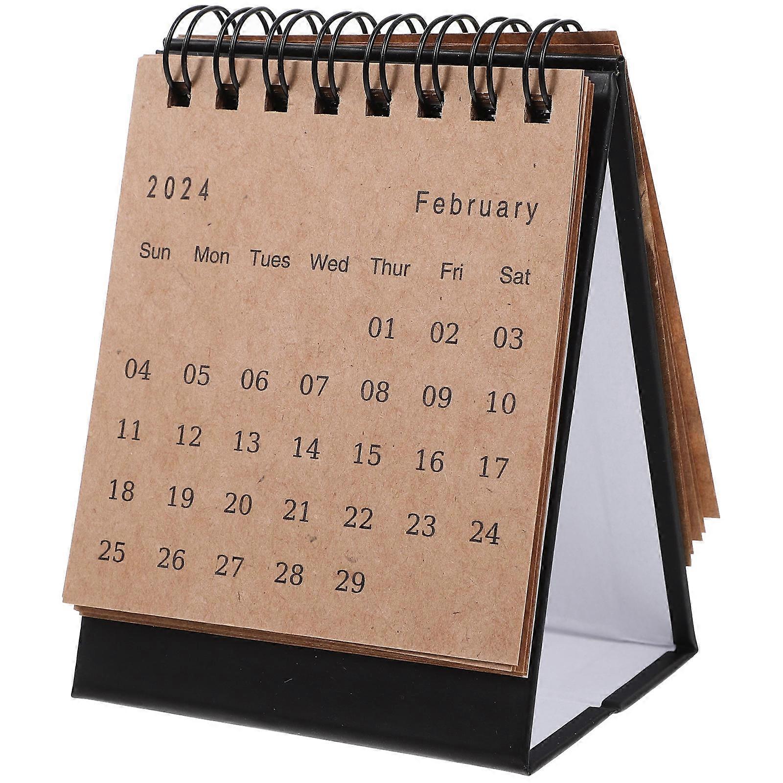 Mini Calendar Desk Accessory for Home Use Note Important Dates Black Background 1Set