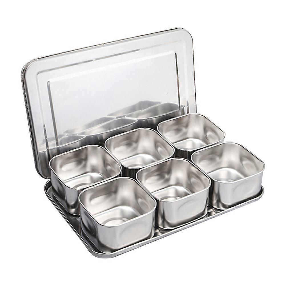 Seasoning Storage Containers Six Grids Boxes Freshness Preservation 32x22cm 1Set