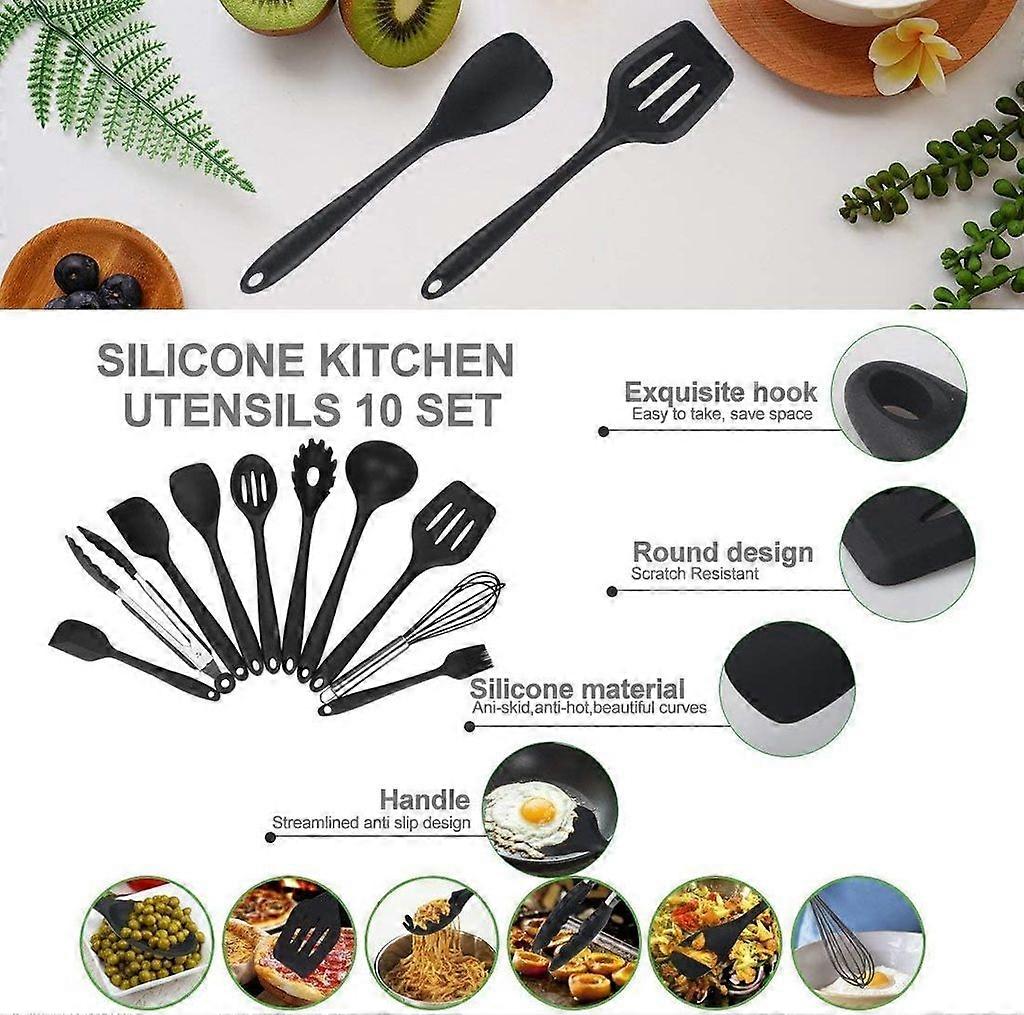 Silicone Kitchen Utensils Kitchen Helper, 10 Pieces Silicone Cooking Gadgets Utensils - Heat Resistant and Durable Kitchen Set