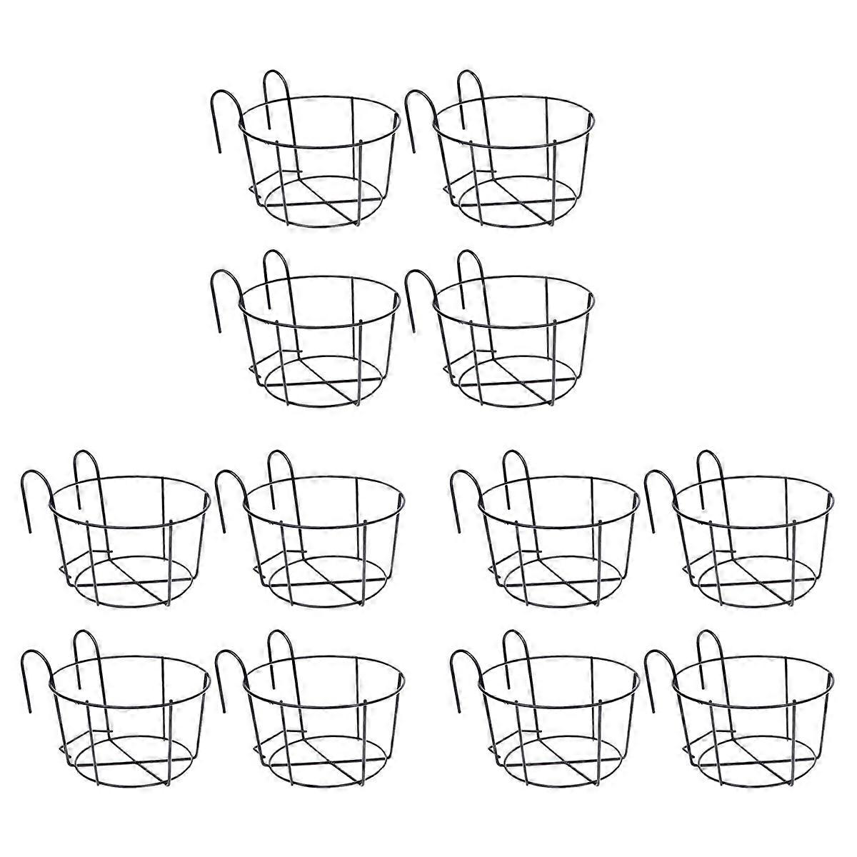 4Pcs Hanging Railing Pot Holders Plant Iron Racks Small