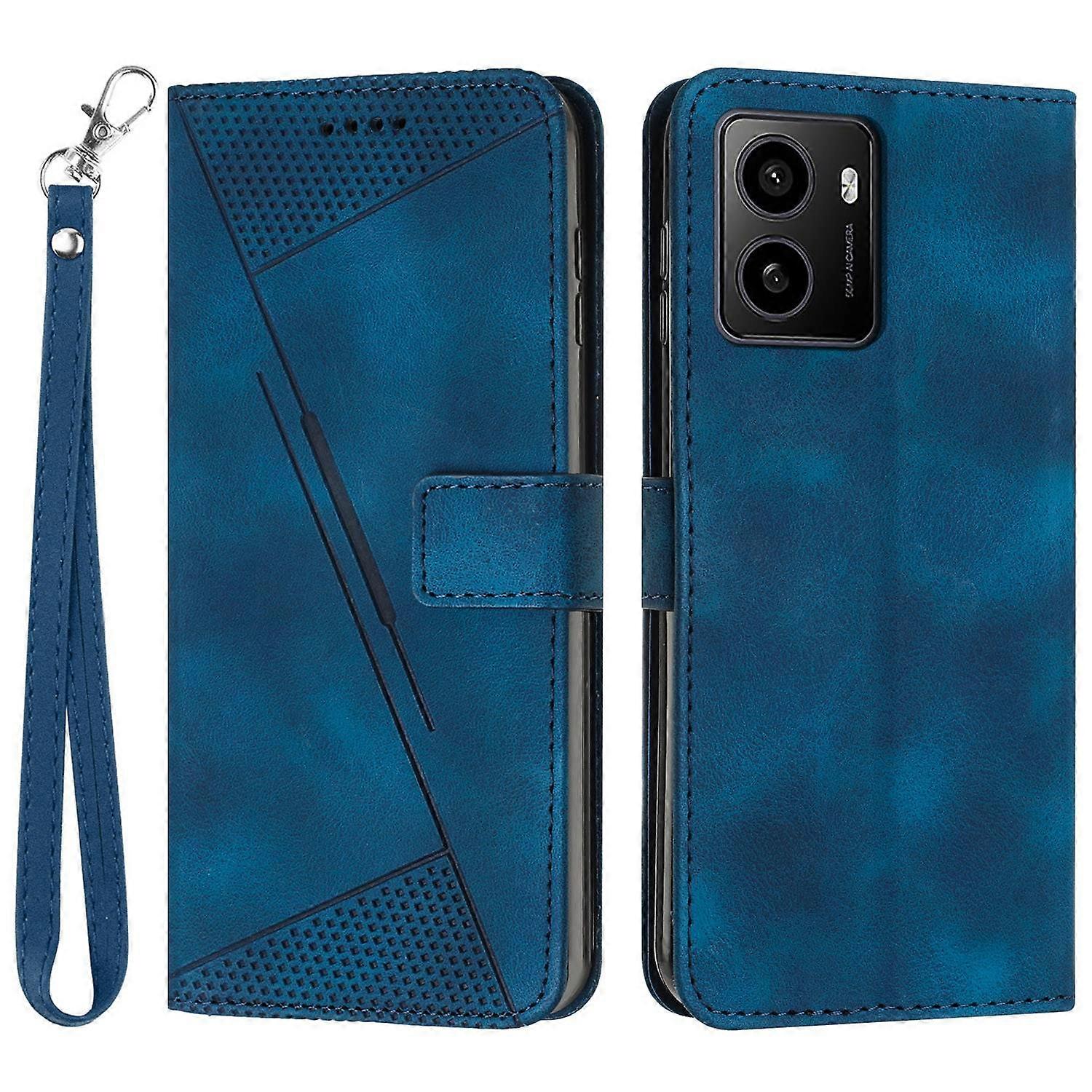 For HMD Pulse / Pulse Plus / Pulse Pro Case Triangle Pattern Leather Phone Cover with Hand Strap Car