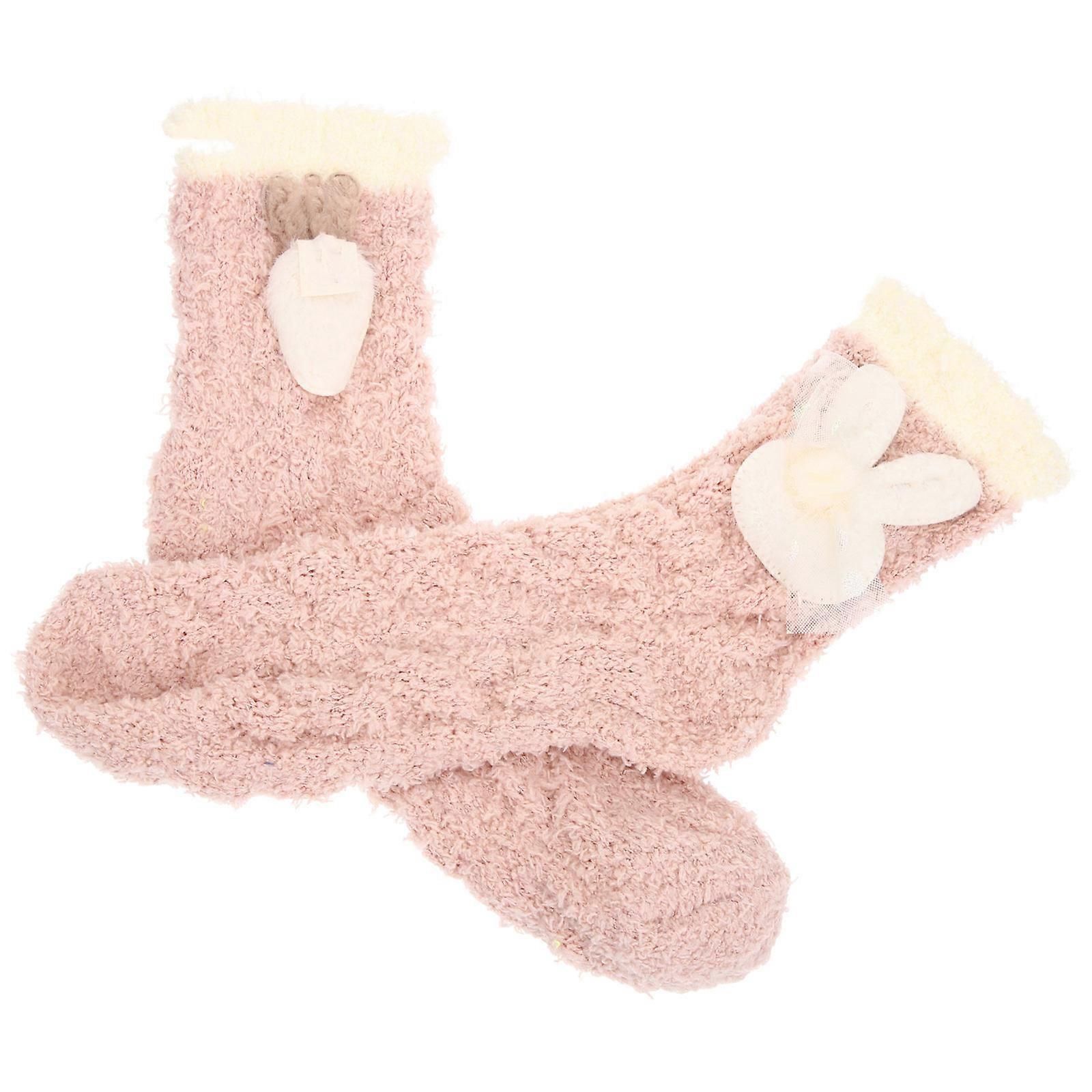 جوارب شبشب حرارية مريحة شبشب جوارب نسائية جوارب سرير الشتاء الدافئة وردي 32x7 سم مريح 1 زوج