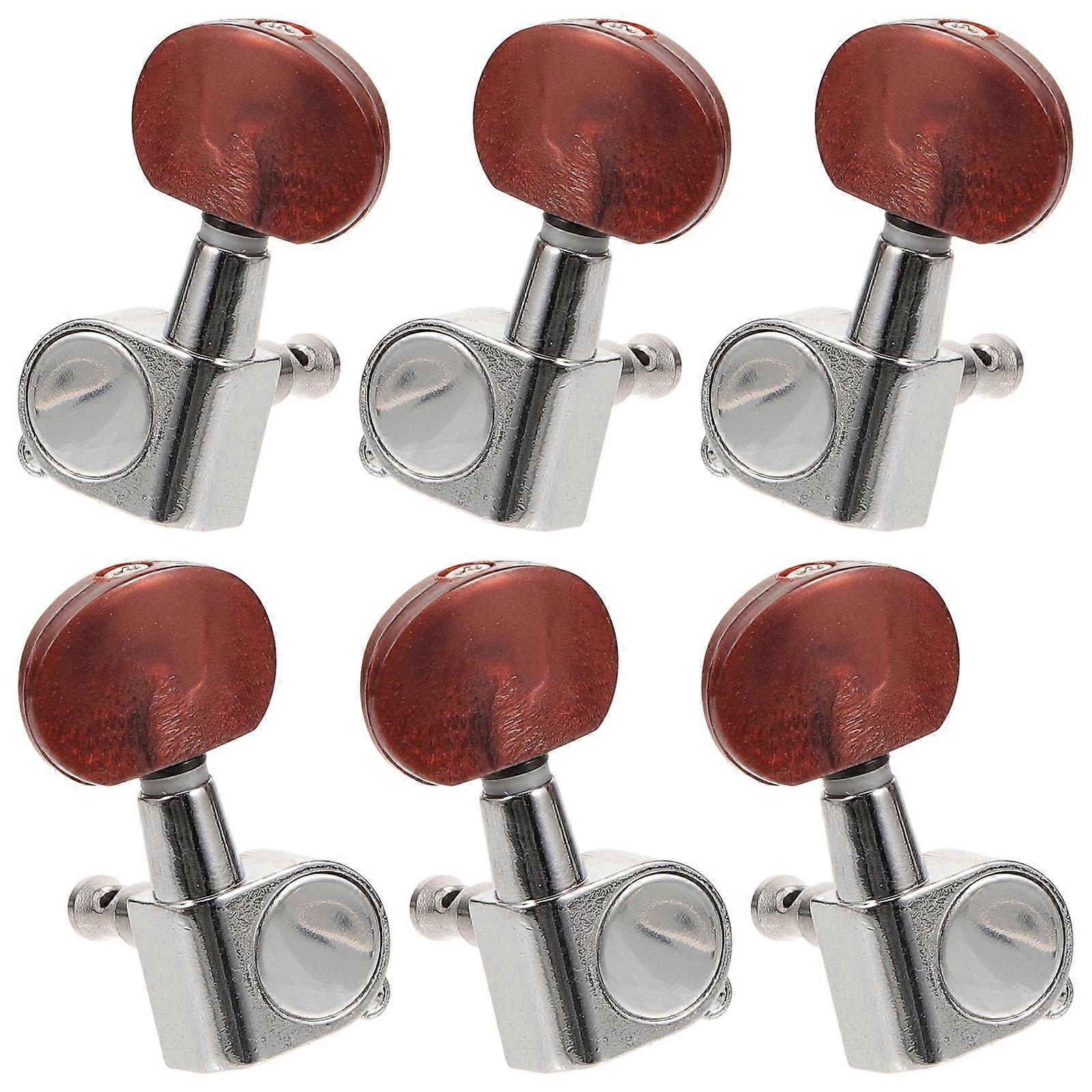 Guitar Tuner Pegs Sealed String Guitar Tuning Pegs For Musicians Dark Red 4.2x3.8cm Zinc Alloy Construction 6Set