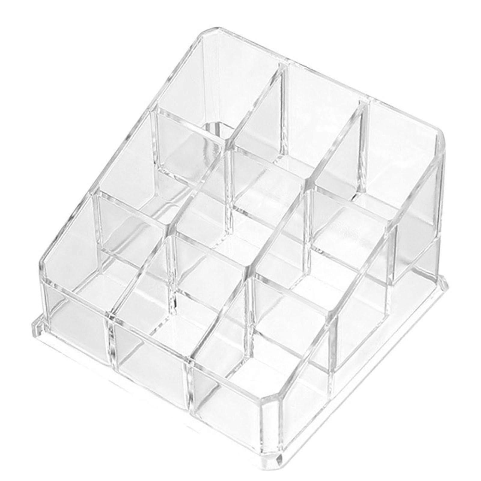 9 Grid Acrylic Lipstick Holder With Transparent Design For Lip Gloss and Makeup Organizer, Cosmetic Display Case For Brushes and Bottles