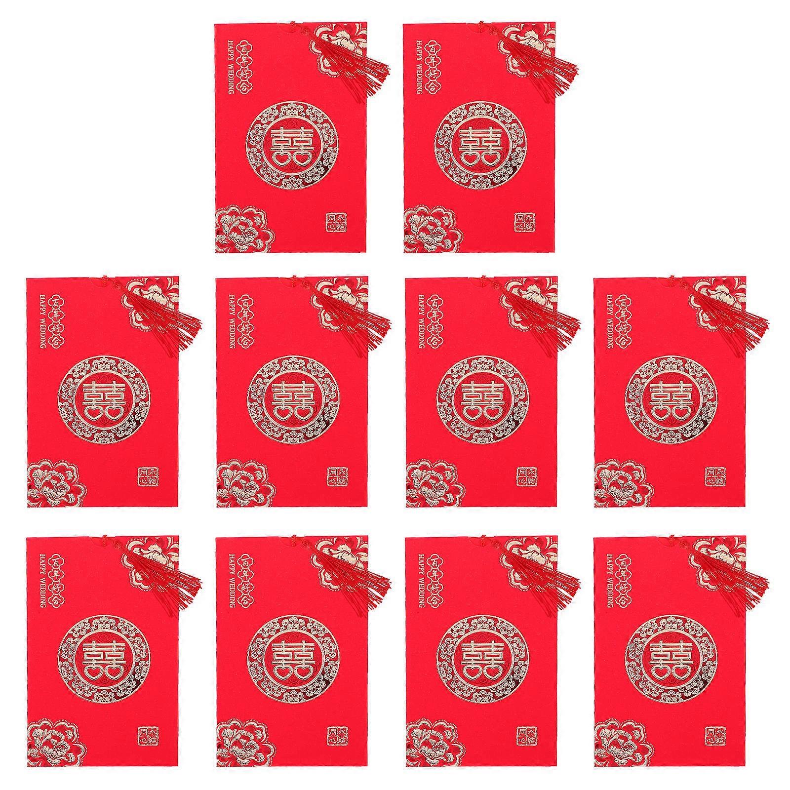 Printable Invitations Cards Chinese Style Romantic Wedding Invitations Red For Parties 10Pack