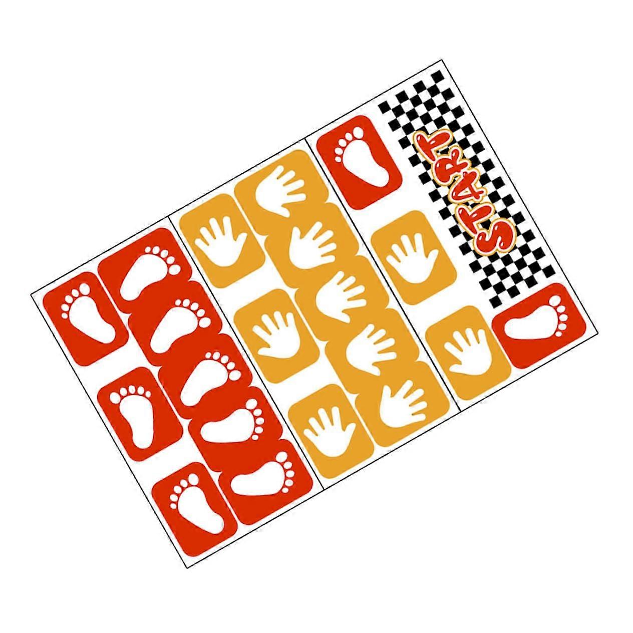 Cartoon Guide Floor Stickers for Boys and Girls, Footprint Handprint Stickers, Educational Stickers for Teaching