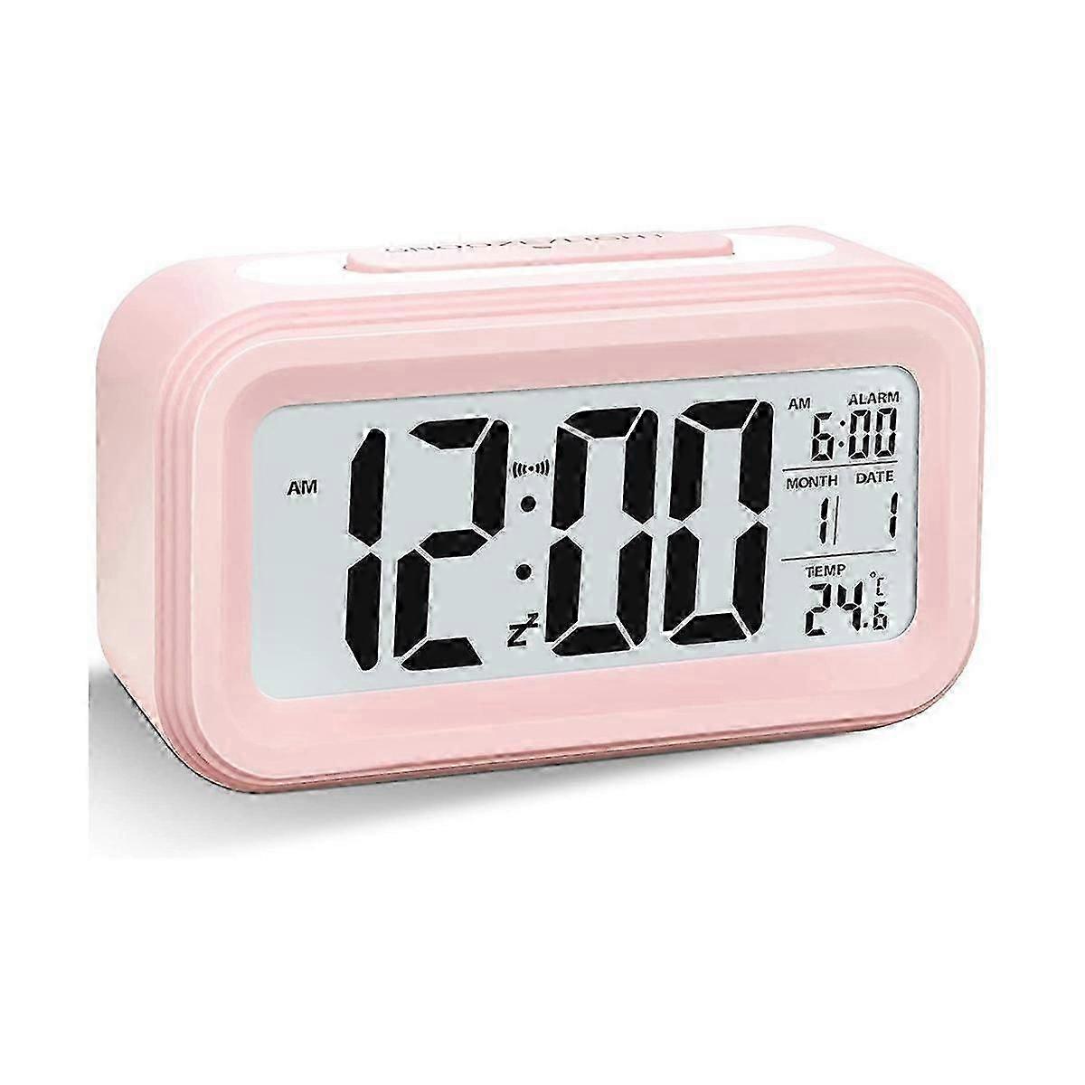 Digital Alarm Clock, LED Light Up Alarm Clock, Battery Operated Silent Aalarm Travel Clock