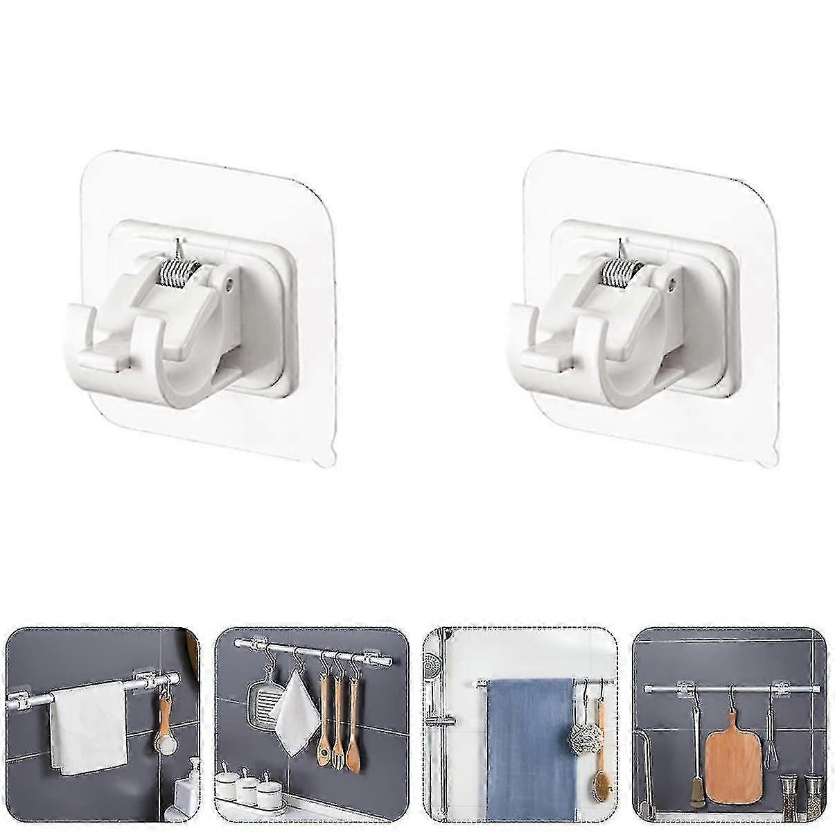 2pcs Rods Abs Fixing Clamps for Hotel Curtain Telescopic Pole Hook Self Bracket Rod Holders Bathroom