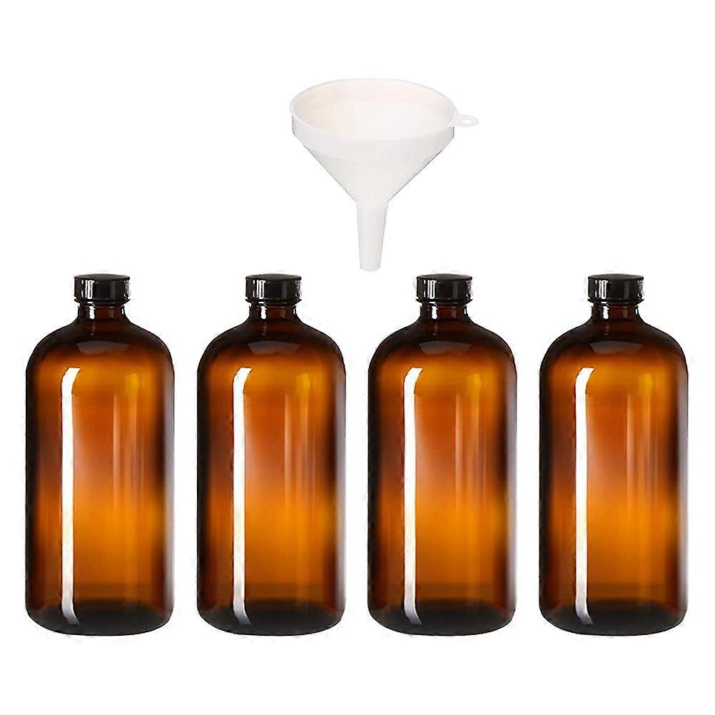 Brown Synthetic Material Pill Box for Storage Use with Funnel 4 Pieces Small Mouth 1 Funnel
