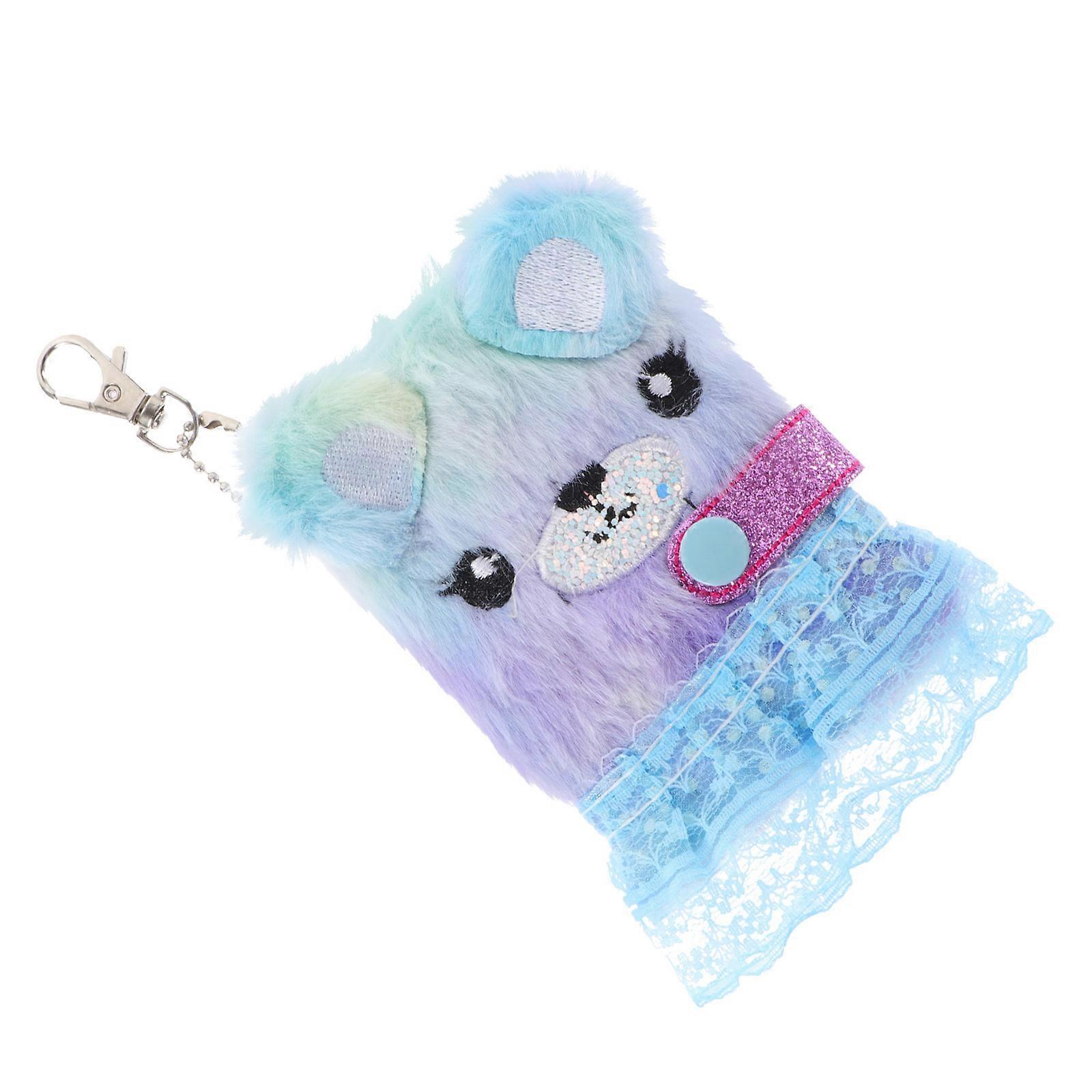Fluffy Plush Cat Tie Dye Blue Notebook Lightweight Diary for Student Stationery Portable Writing Journal for Use