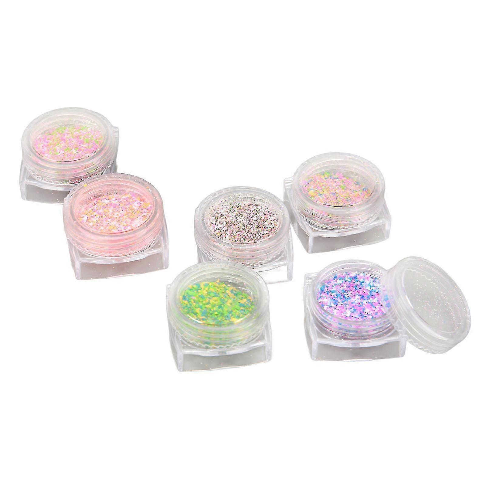 6pcs Shimmering Nail Powder for Glittery Candy Effect Manicures