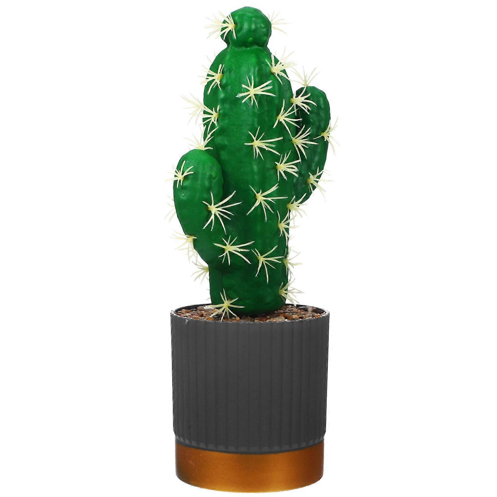 Decorative Artificial Cactus Miniature Artificial Succulents Cactus Potted Plants for Table Decor Green Cactus Shape 1Set
