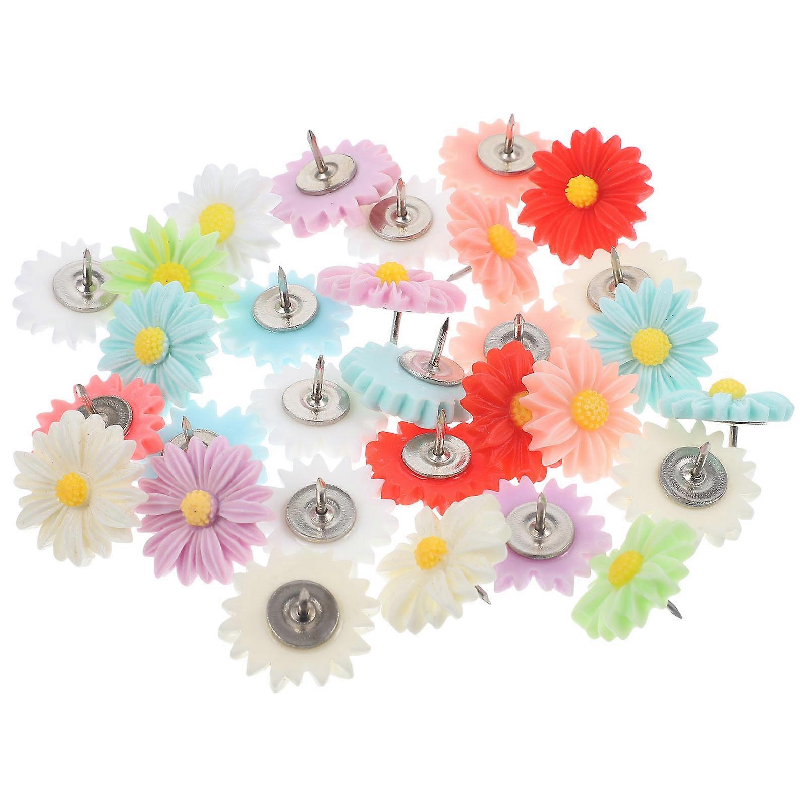 Thumb Tacks for Cork Board Daisy Push Pin Practical Design Activities 2.2x1.5cm 30Pcs