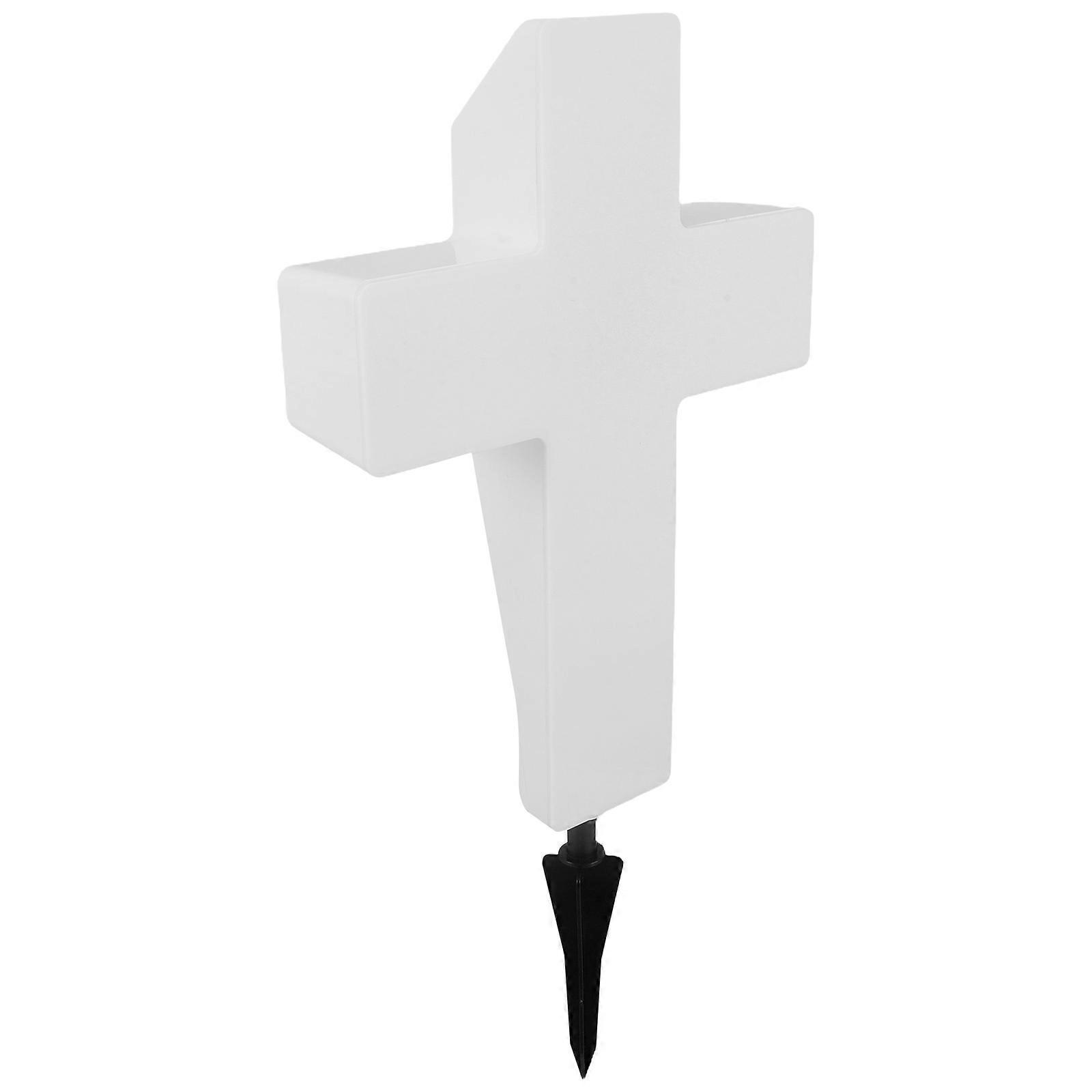 Cemetery Solar Lights Plastic Cross Shape Grave Marker Waterproof Energy Saving Long Working Hours 1Pack