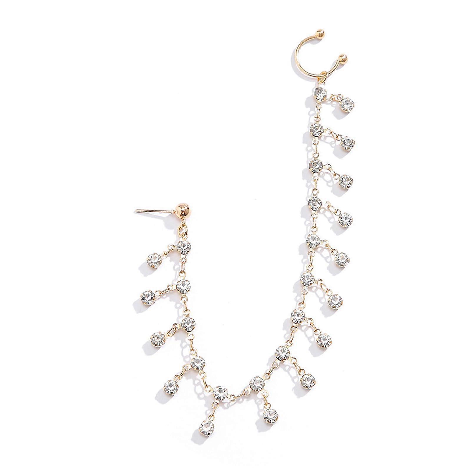 Fashionable Gold Nose and Ear Studs, Punk Chain Earrings with Geometric Fringe Design, Artificial Nose Clip