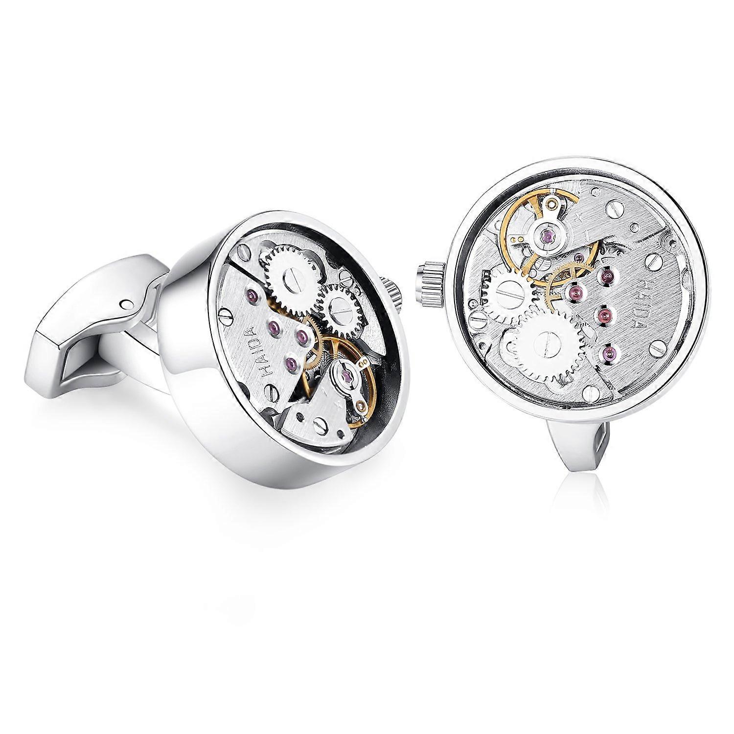 Men's cufflinks – Vintage wristwatch movement Steampunk, MULTIWAY Silver