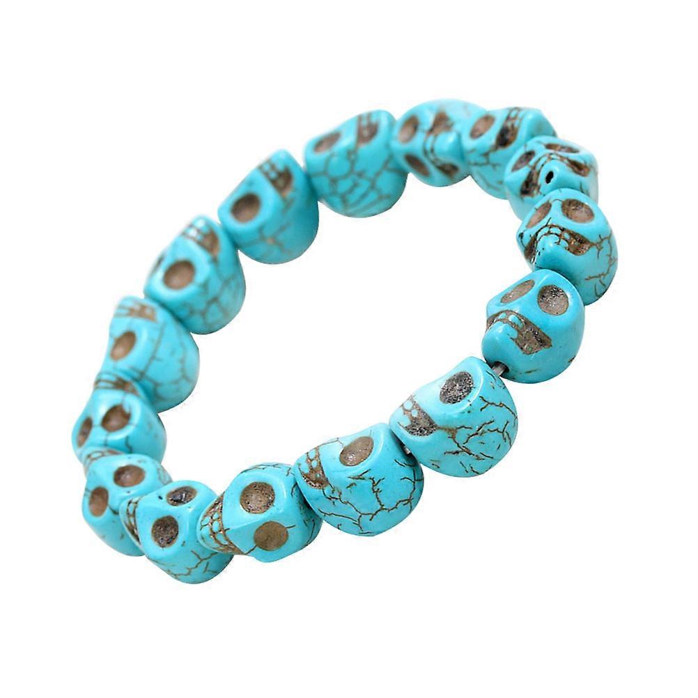 Green Bracelet Halloween Supplies Stone Material Skull Shaped Comfortable to Wear Skeleton Style 1Pack