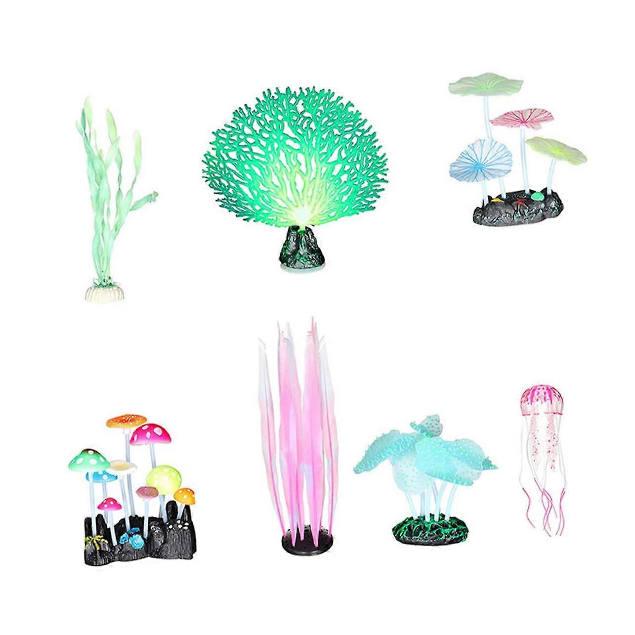 7 Pieces Resin Coral Aquarium Decor Simulation Corals Easy-to-Clean Tank Ornaments for Freshwater and Saltwater Aquariums