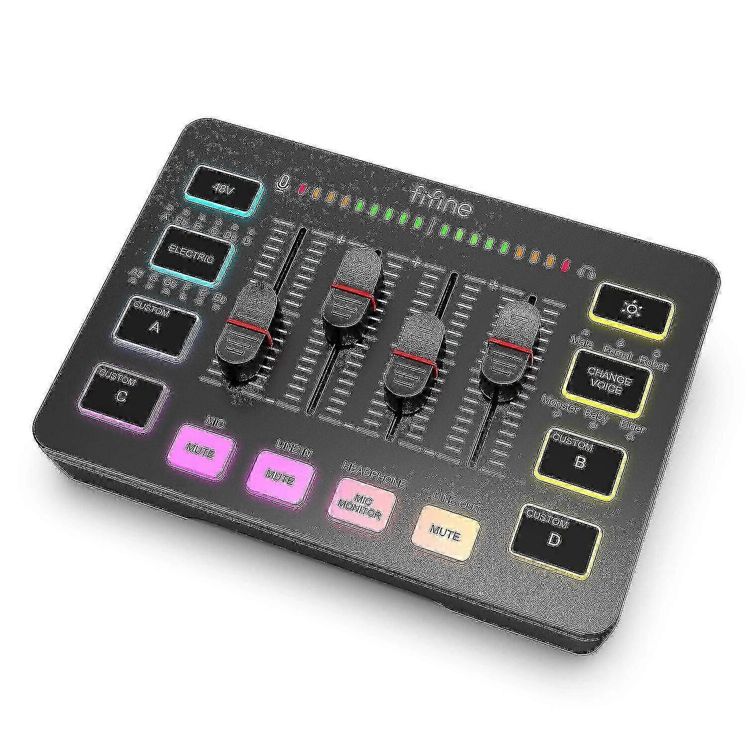 Gaming Usb Mixer With 4-channels/xlr Microphone Interface/rgb, Sound Mixer For Game Podcast Streaming Ampligame Sc3w