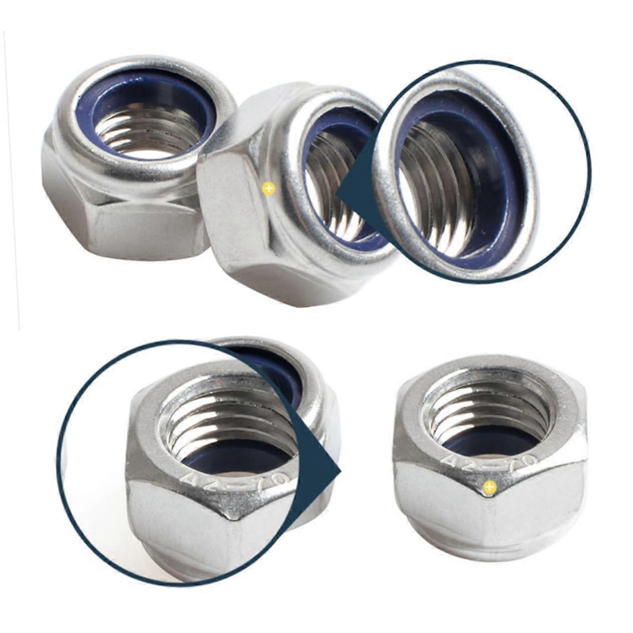 Pack of 200 Lock Nuts Made of Stainless Steel Towing Wheel Nuts Hex Lock Nut Lock Nut with Nylon Insert