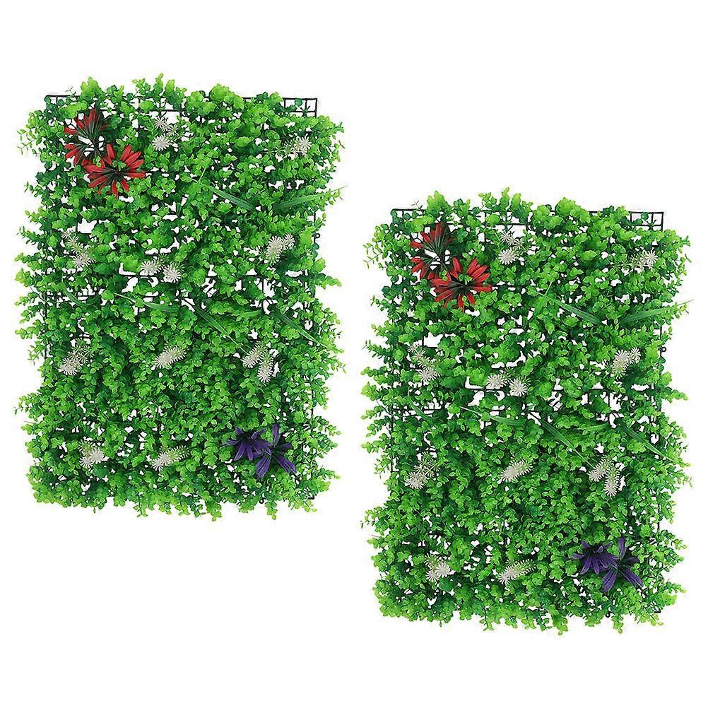 Artificial Hedge Wall Panel 2Pcs Green Plastic and Reusable Plant Decoration
