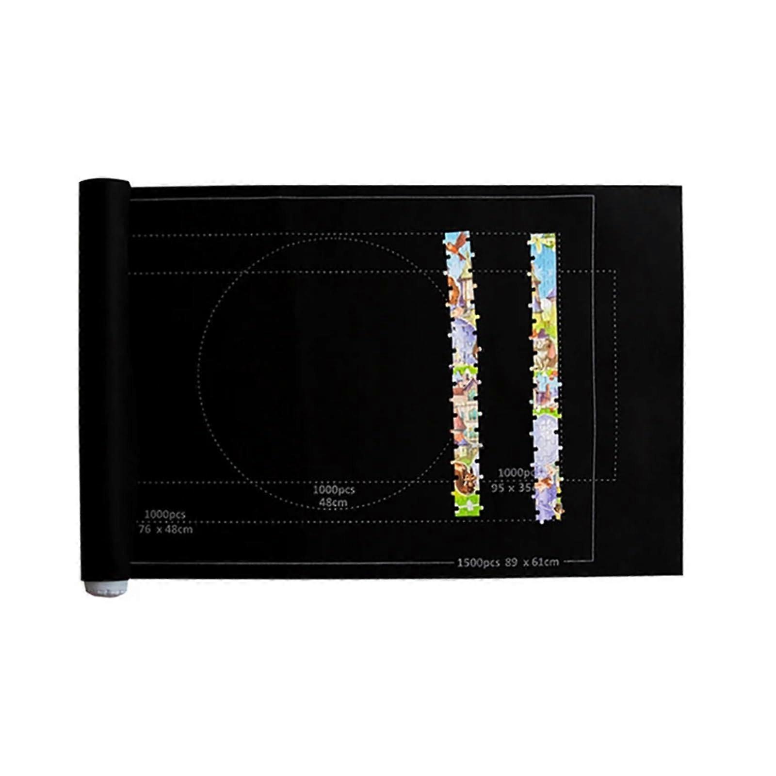 Puzzles Pad Jigsaw Roll Felt Mat Game Mat for Up to 1500 Pieces Puzzle Accessories Portable Mat Jigsaw Roll Mat for Puzzle Games, Games (Black) Black