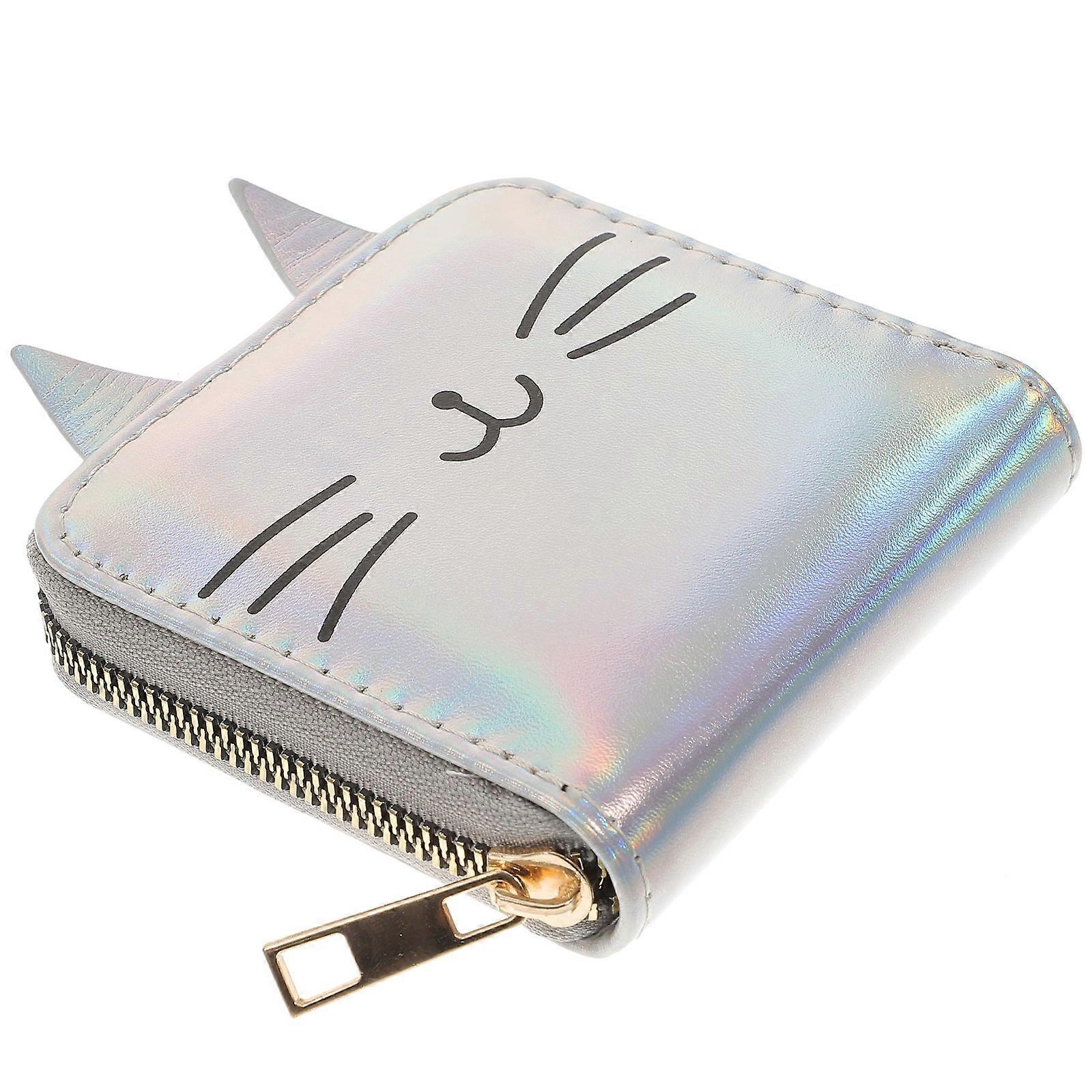 Cat Coin Purse Made of Durable PU for Money Storage with Zipper Design and Shiny Appearance Multi 4.5 x 3.1 inches