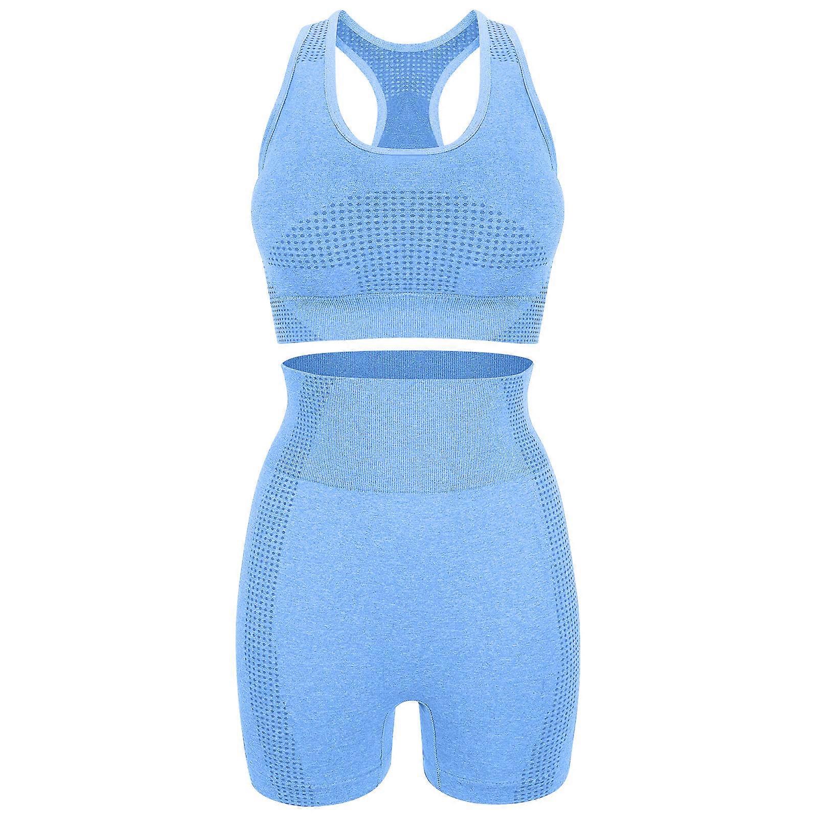 Active Wear Sets For Women Gym Apparels Comfortable Fit Versatile Use Running XL Sky Blue 1Set