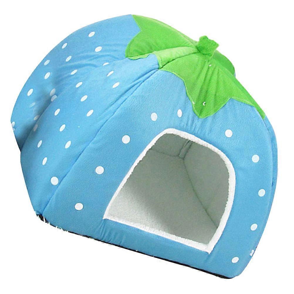 ペットネストソフト子犬のベッド小動物のベッド居心地の良い布犬の家屋内ペットテント秋冬の家庭用ブルー12.2x12.2x13inペットベッド1個