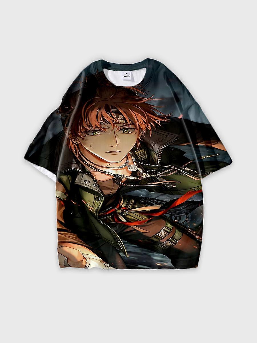 T-shirt round neck Role Pattern loose short sleeve E328