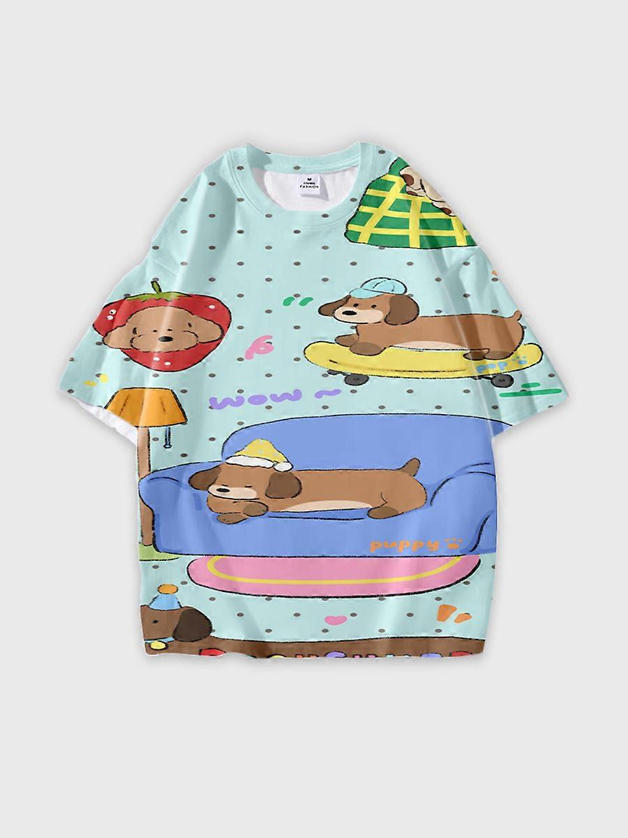 T-shirt round neck Pattern loose short sleeve P2486