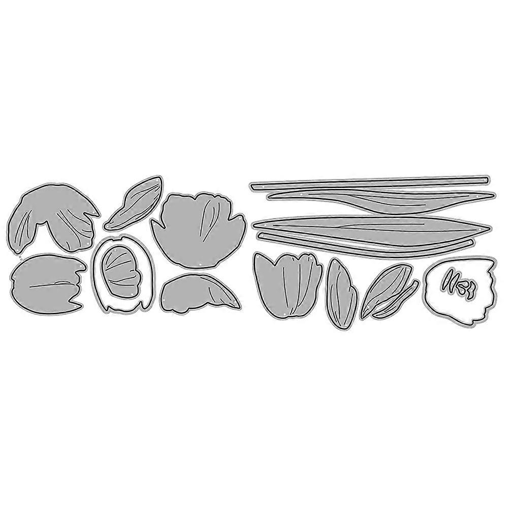 Tulip Design Cutting Die for DIY Scrapbooking Made of Durable Iron Grey Color Fits Various Crafts 6.5x8.5 Inches