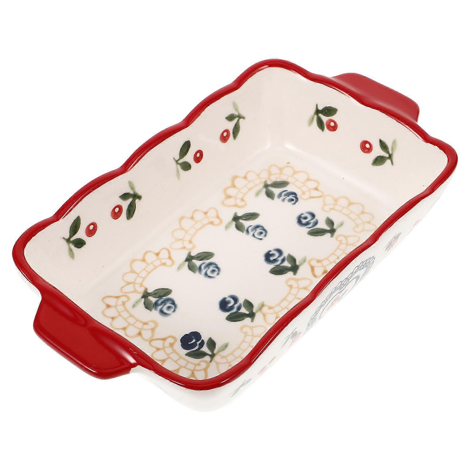 Multi Use Dish Baking Pan Cooking Utensil Oval Handles 1 Pcs Ceramic Baking Tray