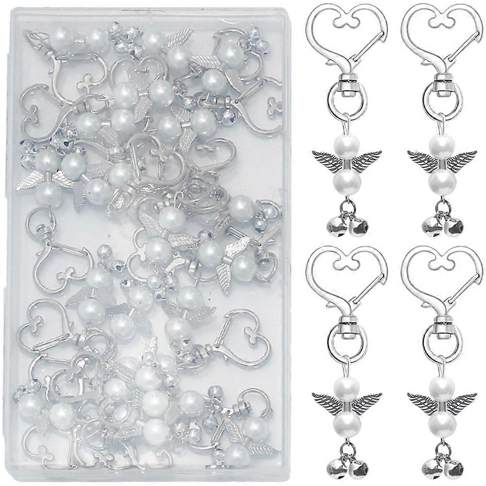 White Heart Bell Keychain Set – Lightweight DIY Wedding & Birthday Craft Accessory for Car & House Keys – 22pcs Handmade Key Rings with Vivid Details