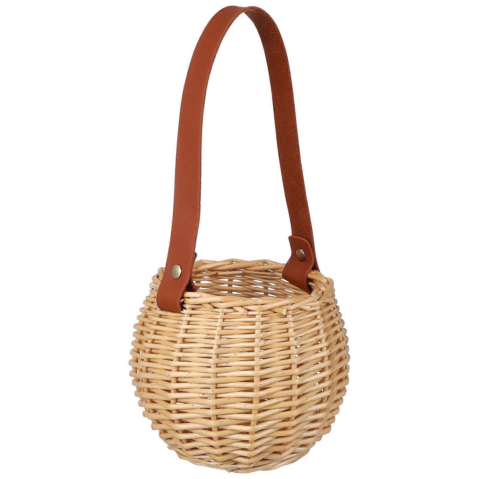 Wicker Woven Flower Basket with Handle Handmade Lightweight Decorative Basket for Weddings, Events, and Home Office Use