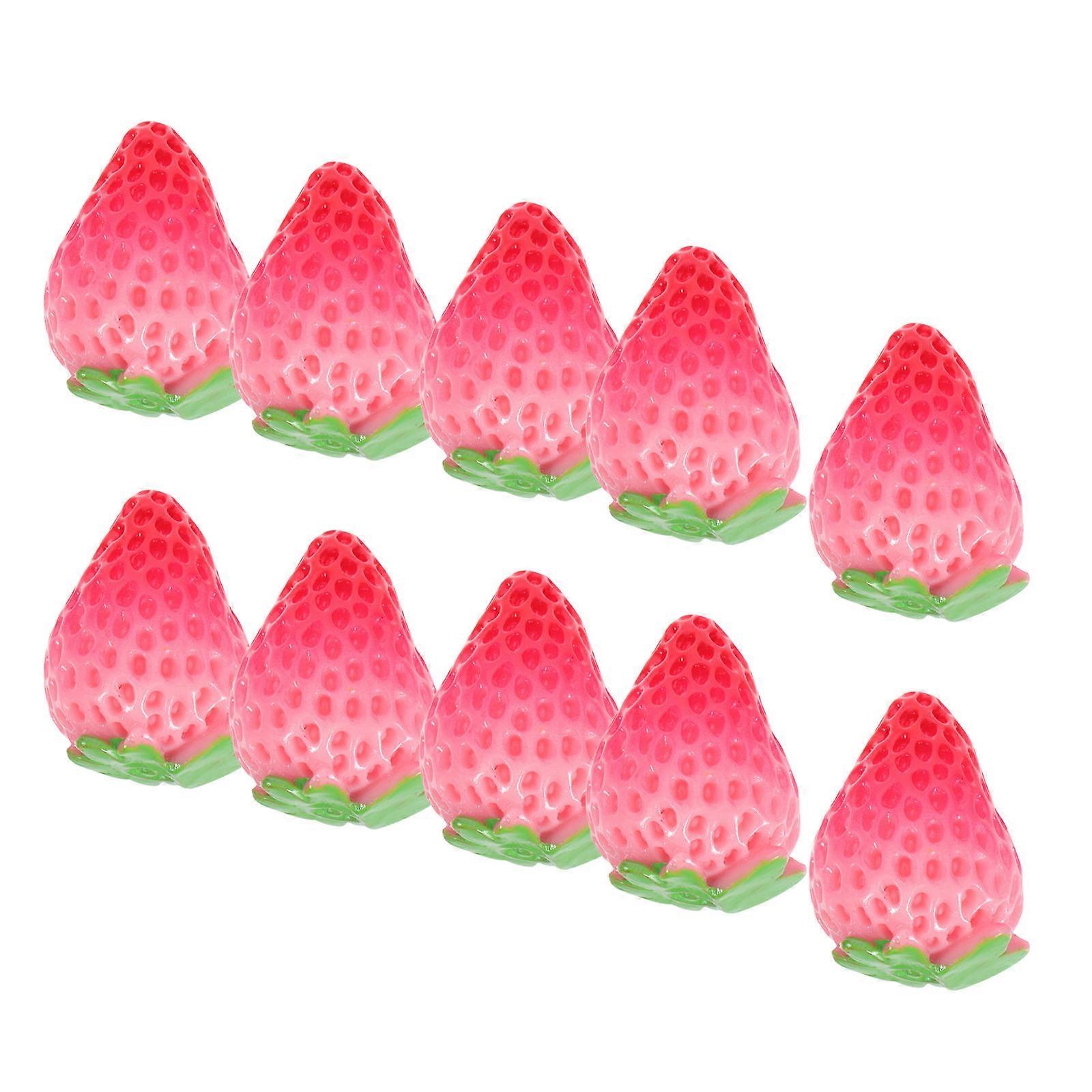 10pcs Realistic Faux Strawberries Artificial Fruit Decor for Home, Kitchen, Bakery Display, Party Decorations – Resin Material for DIY Projects