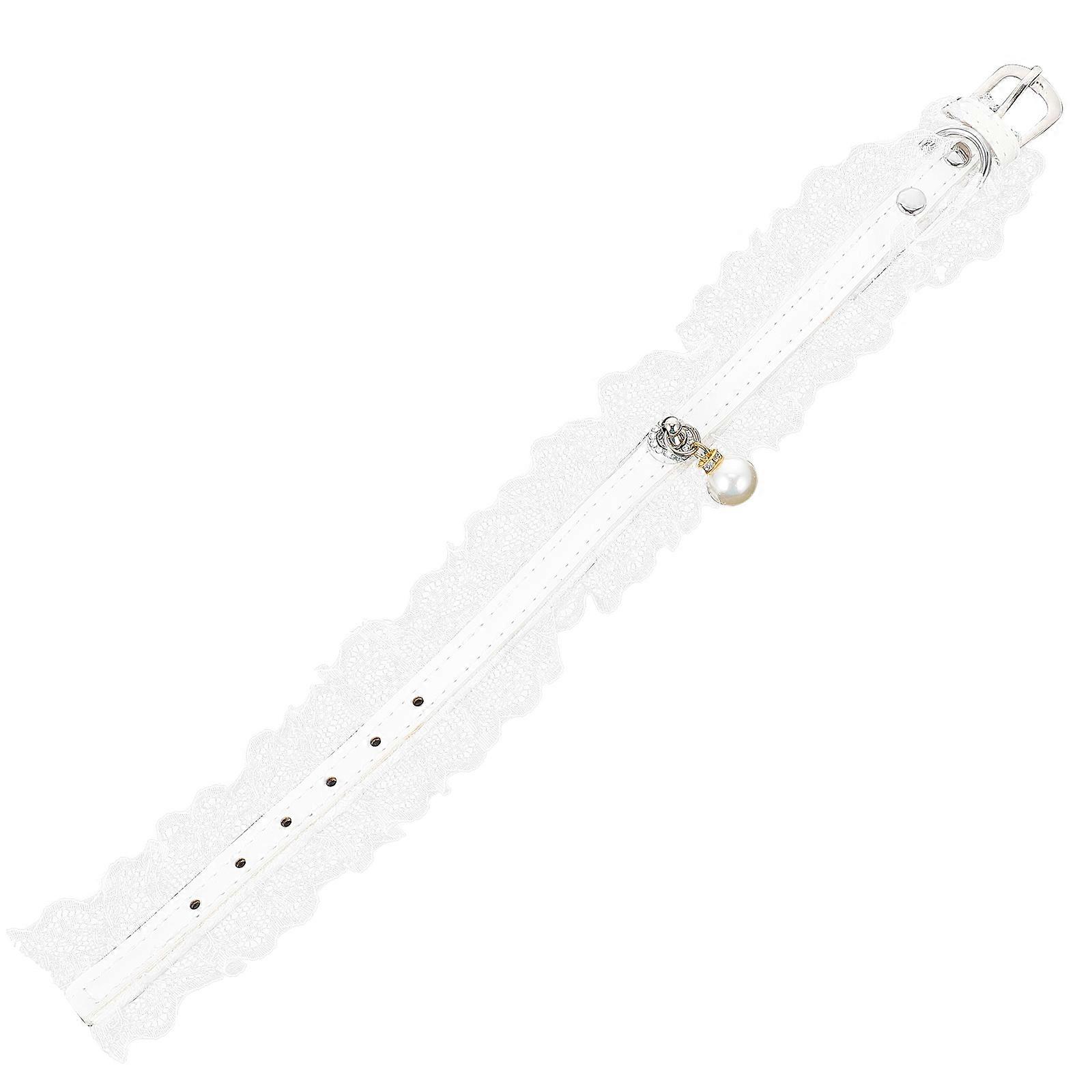 Adorable Pet Collar with Lace for Cats and Dogs Adjustable and Comfortable White 0.5Inch Wide