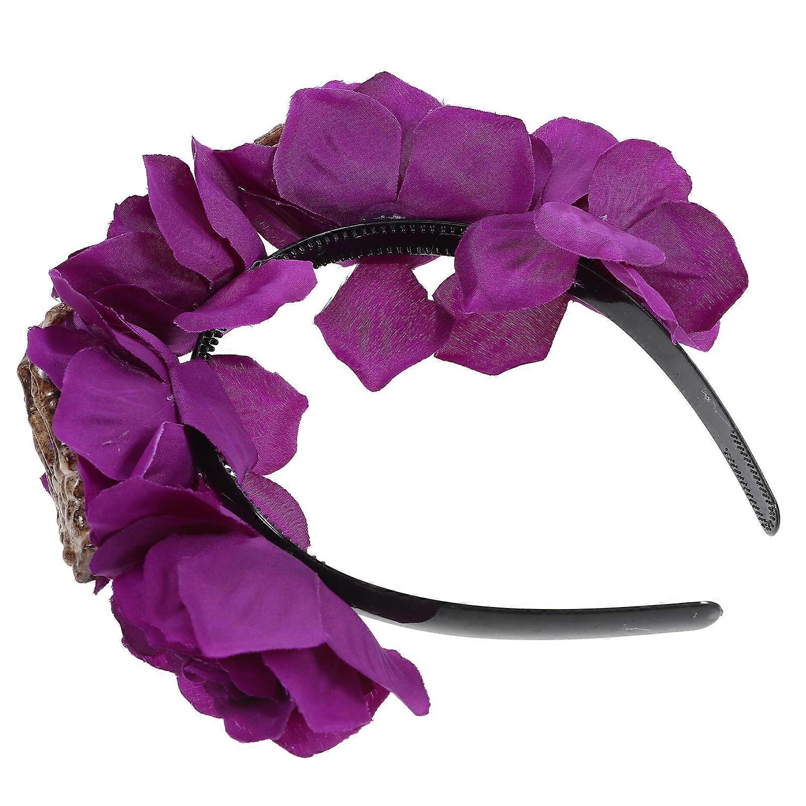 Purple Plastic Halloween Rose Headband for Party Decoration Easy to Store Not Easy to Fade 3.5 inches