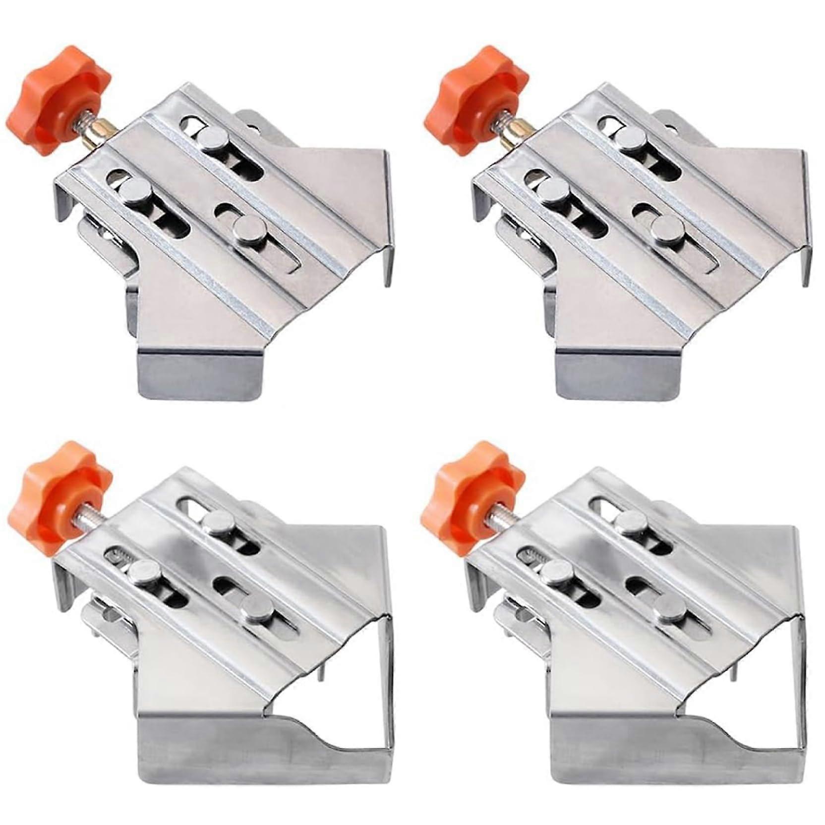 Woodworking Tools, 4pcs Right Angle Clamp Adjustable Stainless Steel Corner Clamp for T/L Shape Projects, Professional Carpenter Tools
