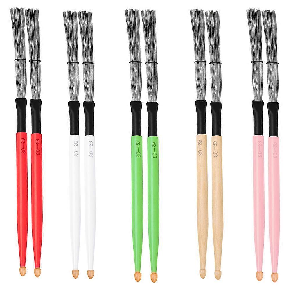 Percussion Brush Stick Drum Wire Brush Double End Design Pink 5Pairs Cleaning Accessory