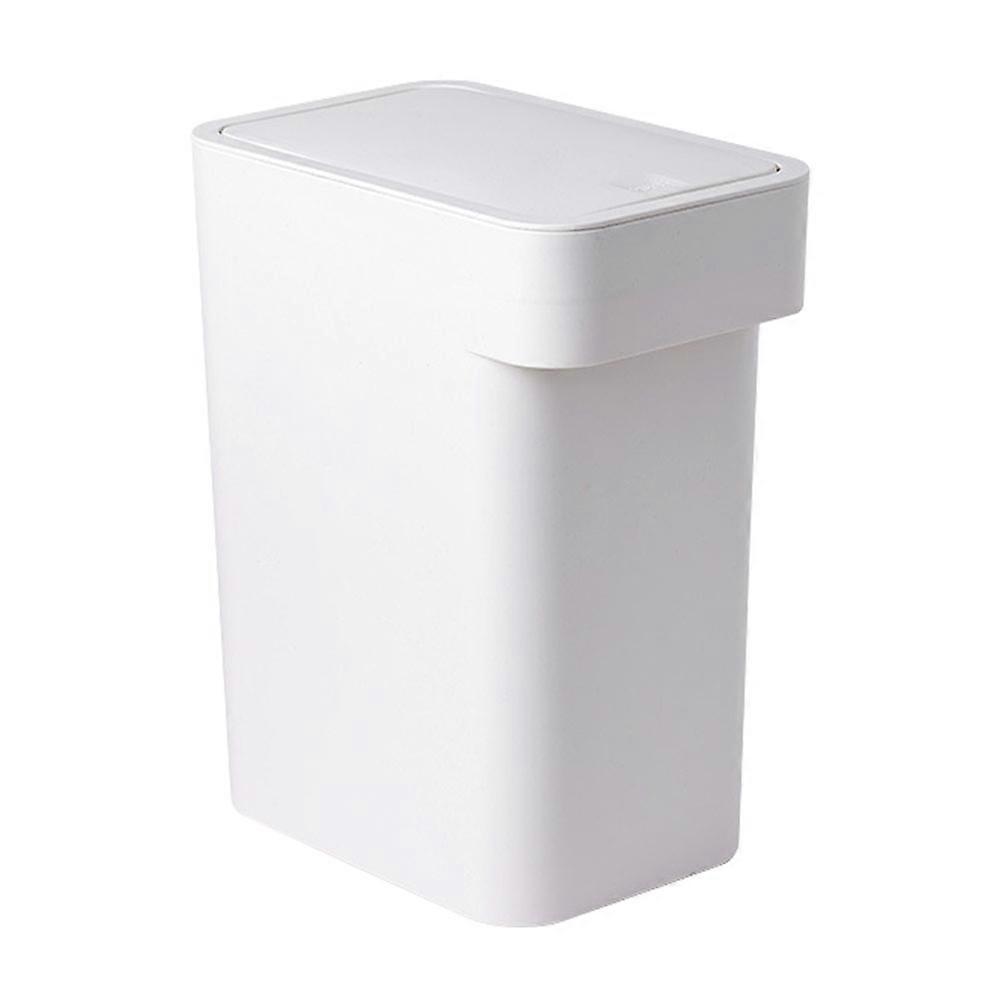 Push Type Kitchen Trash Can, Household Waste Basket for Recycling, Easy Clean, Strong Capacity, Stylish Design, White