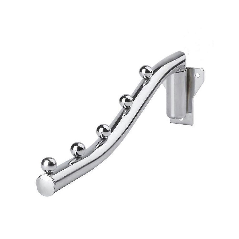 Rotatable 5 Beads Metal Hooks for Clothes Storage Silver Iron Material 28x5.5cm