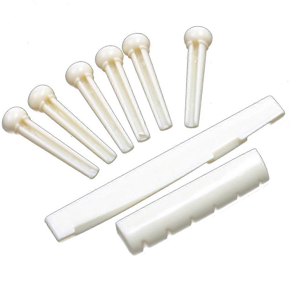 Guitar Bridge Saddle Nut Set with ABS Material White Color for Guitar Perfect Replacement Parts