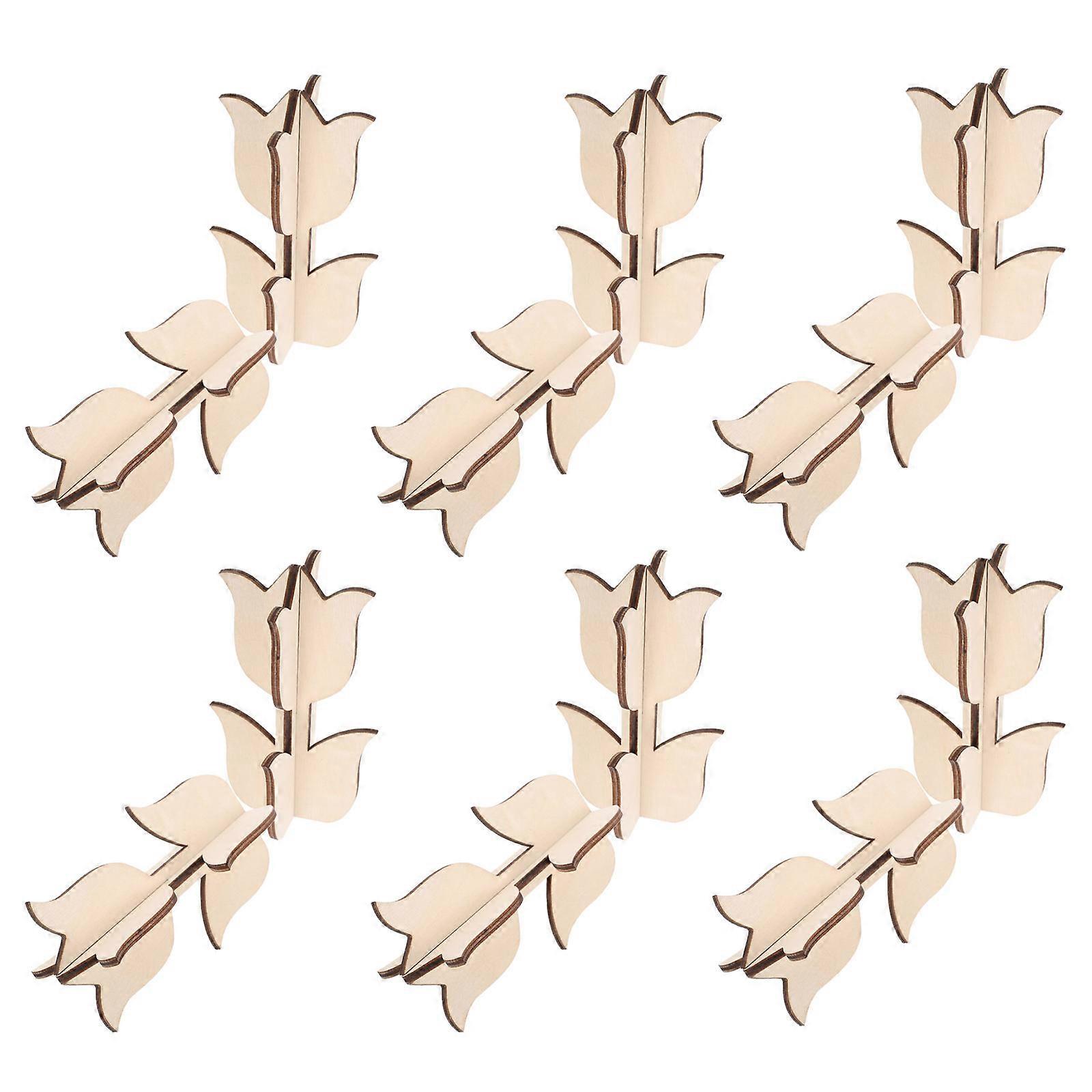 DIY Craft Tulip Shaped Wood Slices For Party Scene Decoration 12 Sets Versatile Use