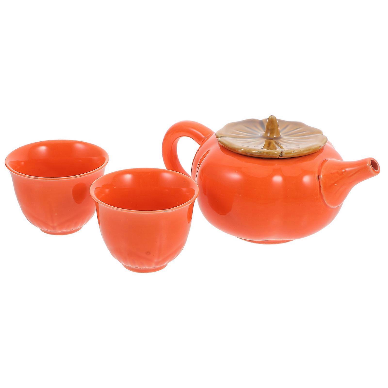 Persimmon Ceramic Tea Set Decorative Teaware Elegant Teacup Travel Giving