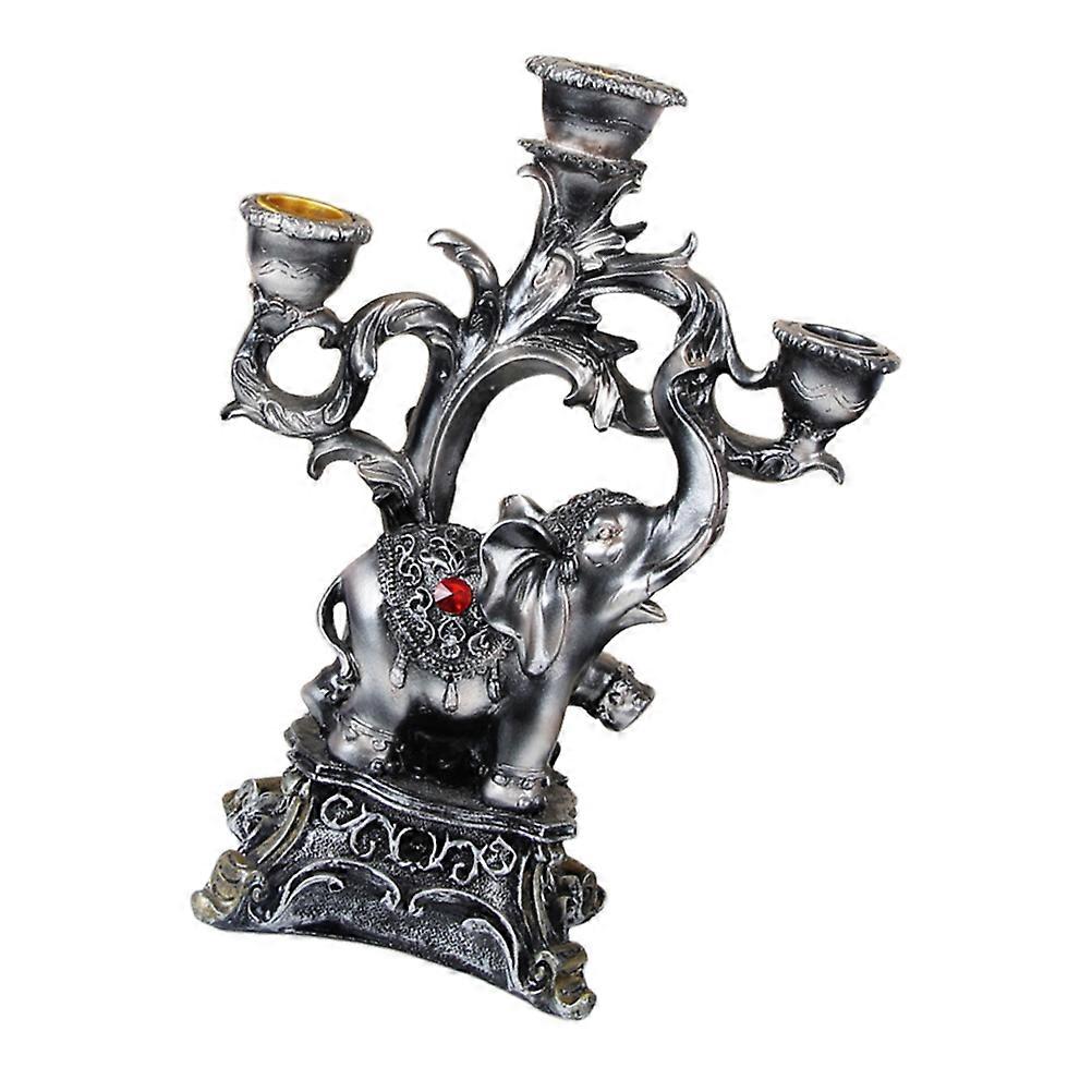 Elephant Statue Figurines Candle Holder Outdoor Use Unique Design Size 6.7×2×9.4in 1Pack