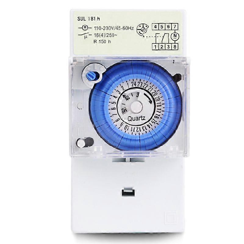 SUL181H定时器机械开关 220V 16A 石英驱动器 Din 导轨驱动 24H 8 设置手动/自动控制器定时器继电器