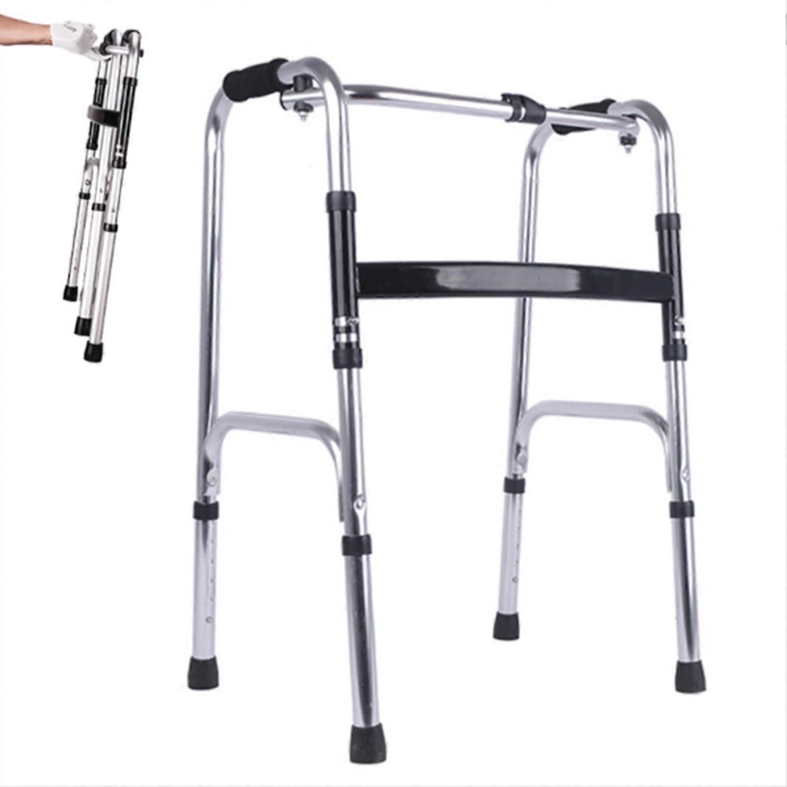 Portable Medical Walker, Folding Walker for Seniors, Aluminium Walker, Four Feet Long Auxiliary Cart with Adjustable Height, OldFashioned Foldable